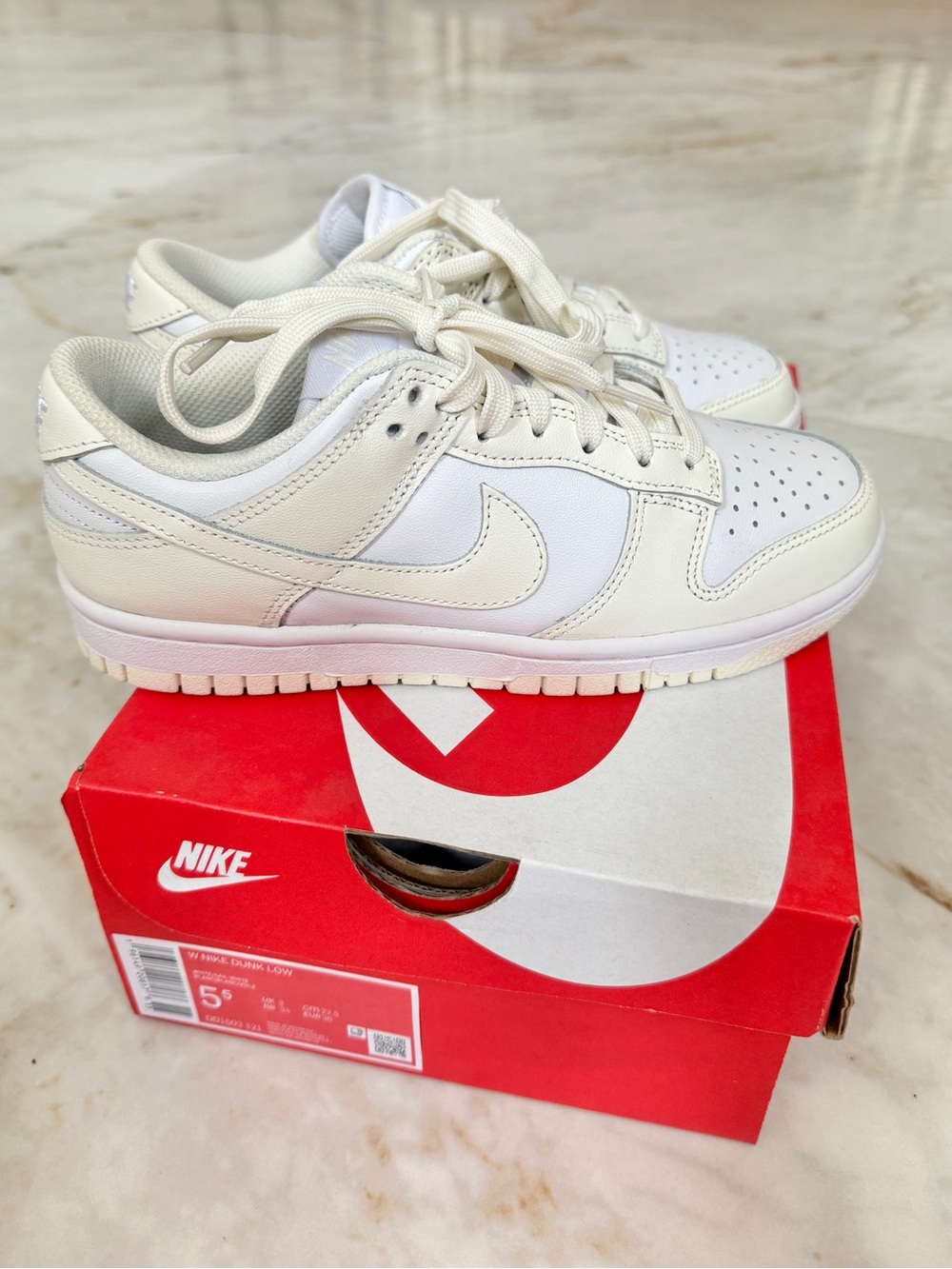 Nike Dunk Low in White White Sail